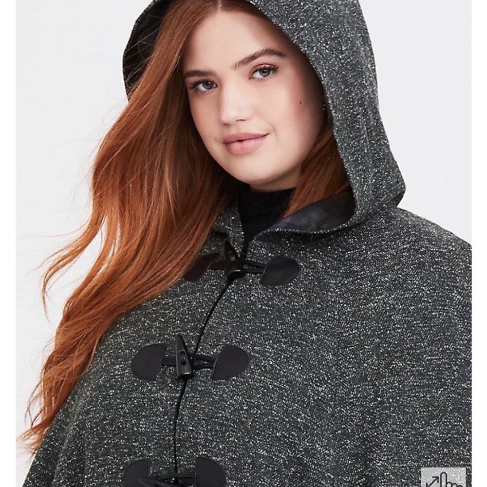 OUTLANDER GREEN MARLED HOODED TOGGLE CAPE